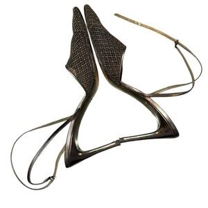 ▶️ Yves Saint Laurent ◀️ YSL 90’s Luxor Metallic Mesh Slingbacks. 9